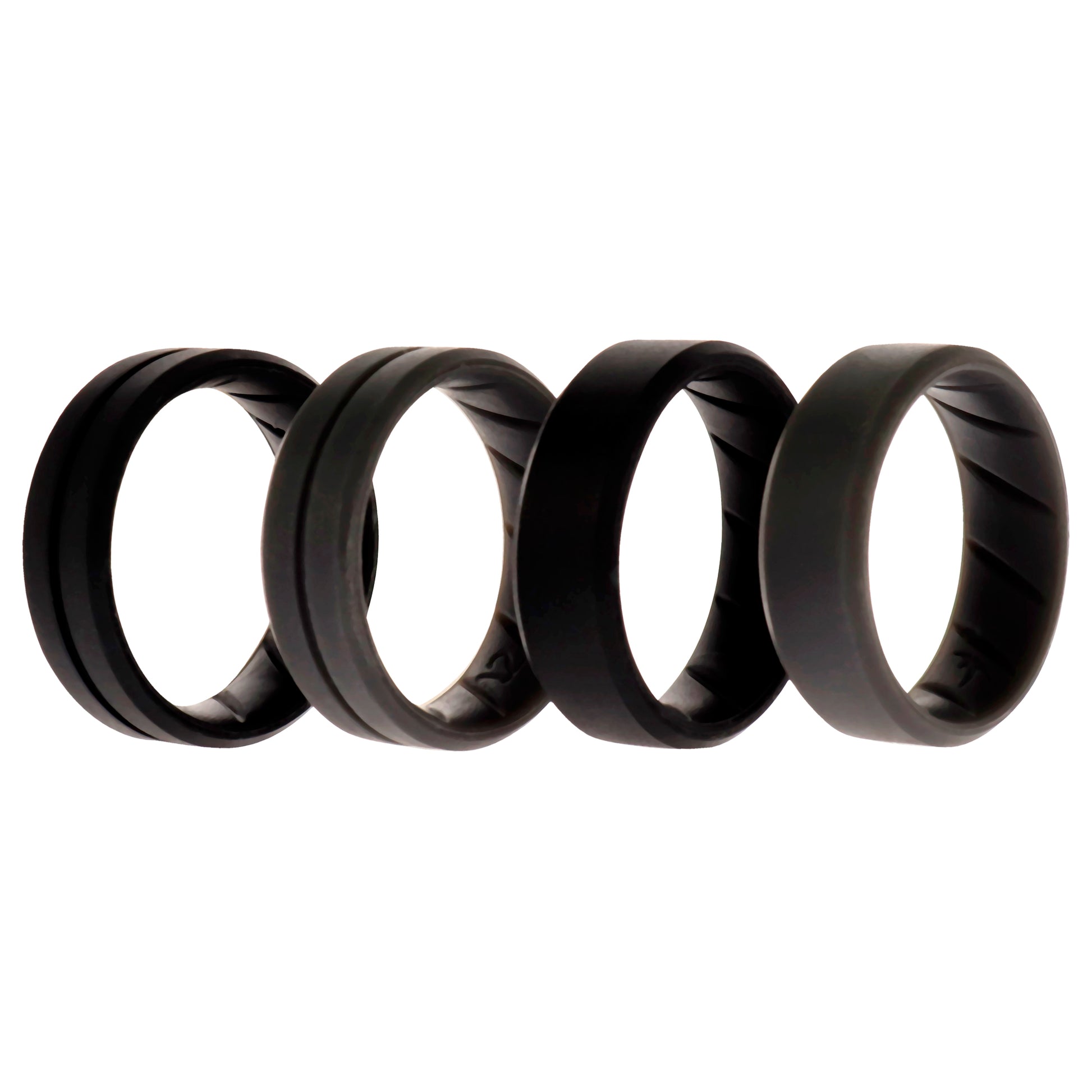 ROQ Silicone Wedding BR Middle Line Ring Set - Basic-Black-Grey