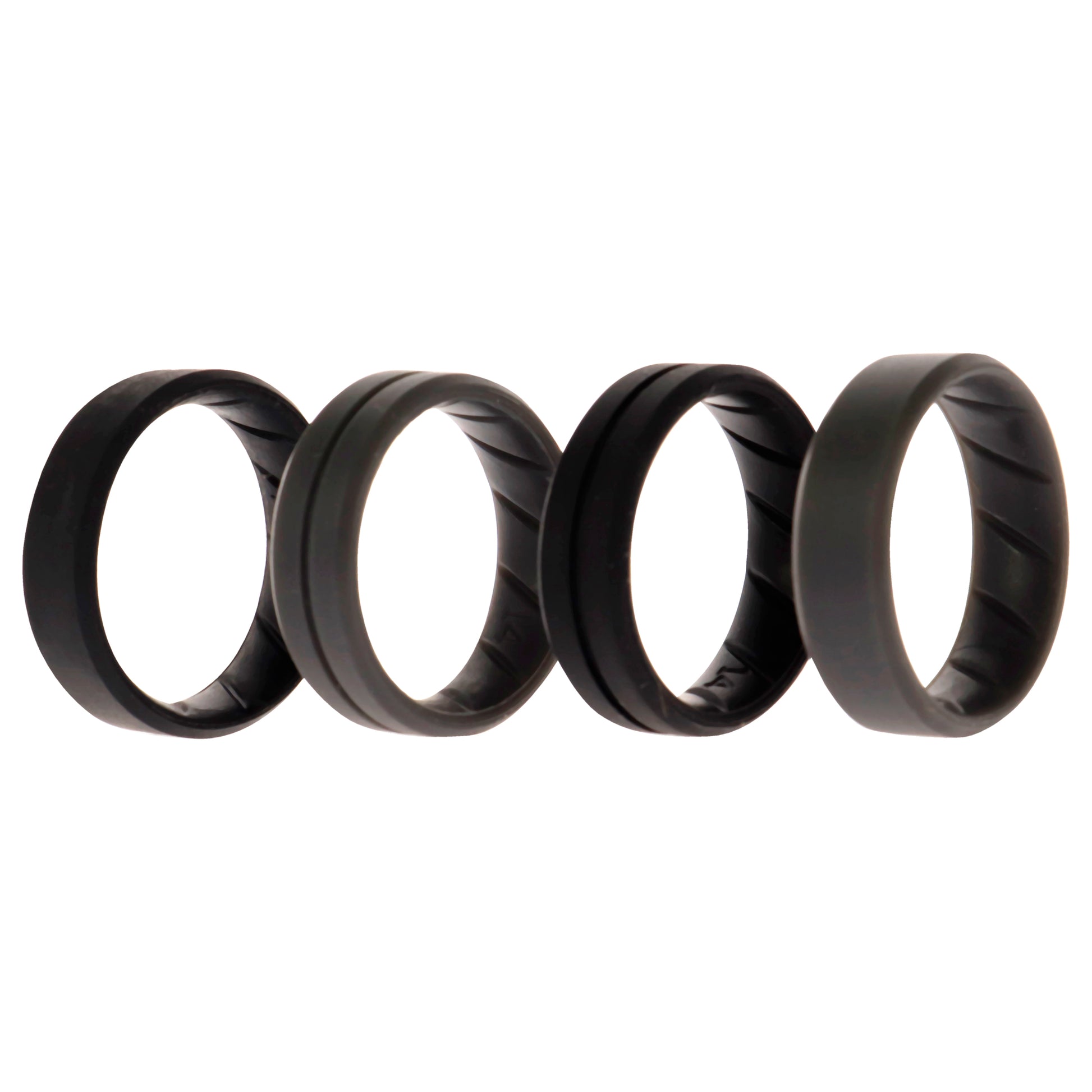 ROQ Silicone Wedding BR Middle Line Ring Set - Basic-Black-Grey