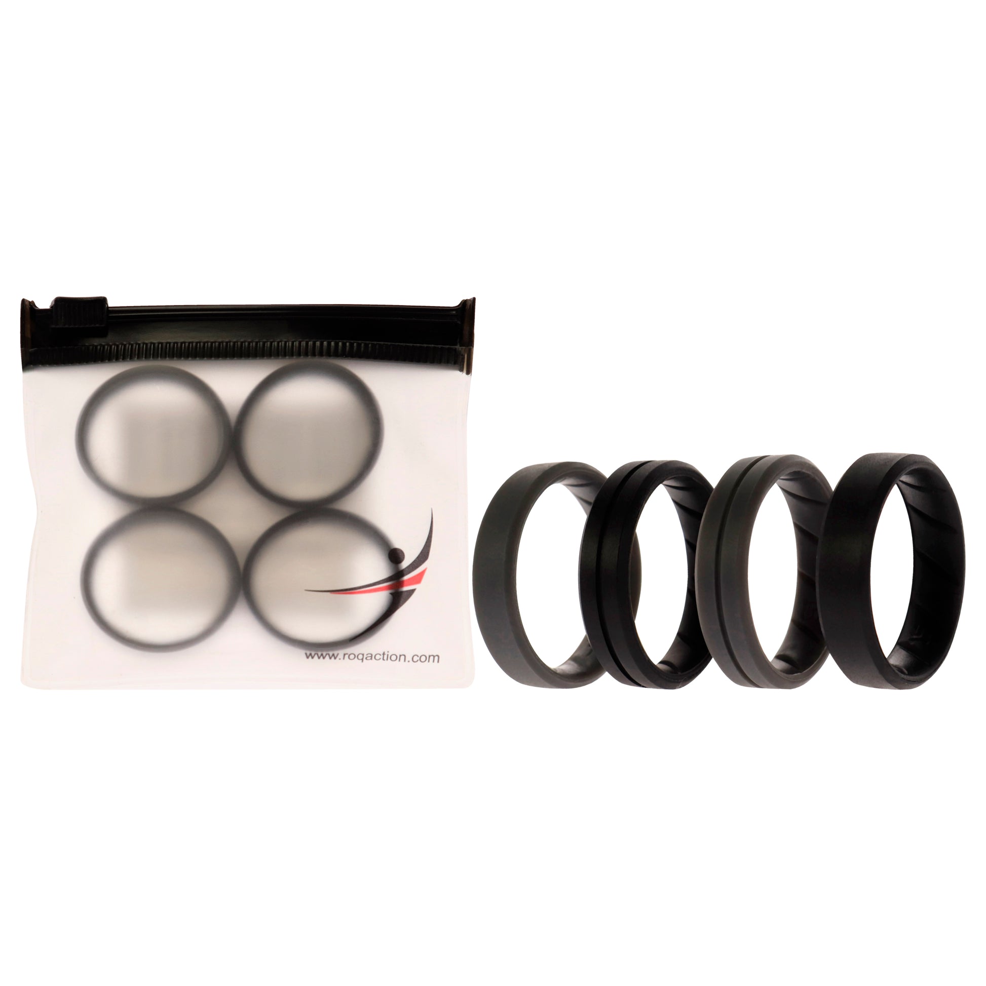 ROQ Silicone Wedding BR Middle Line Ring Set - Basic-Black-Grey