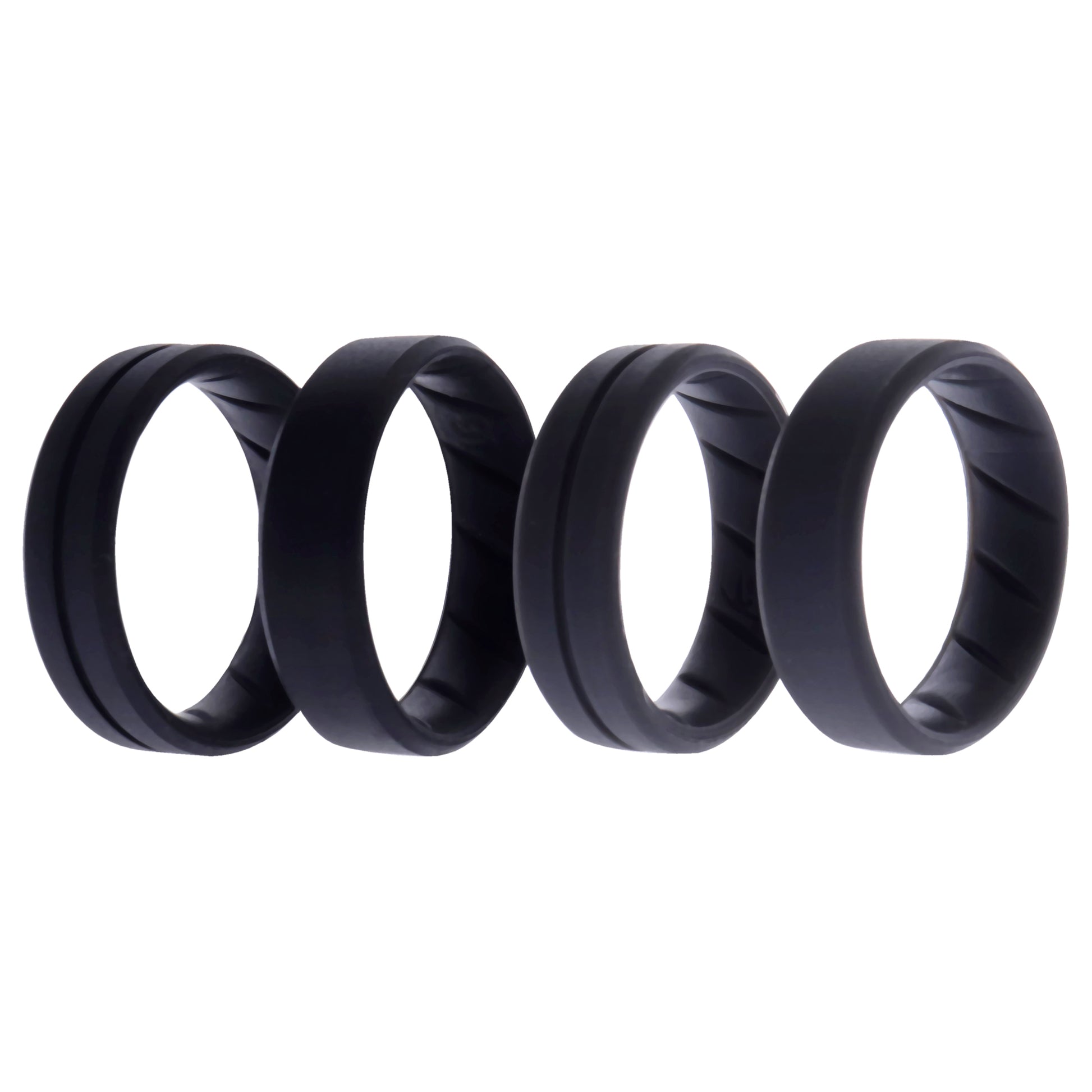 ROQ Silicone Wedding BR Middle Line Ring Set - Basic-Black-Grey