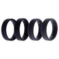 ROQ Silicone Wedding BR Middle Line Ring Set - Basic-Black-Grey