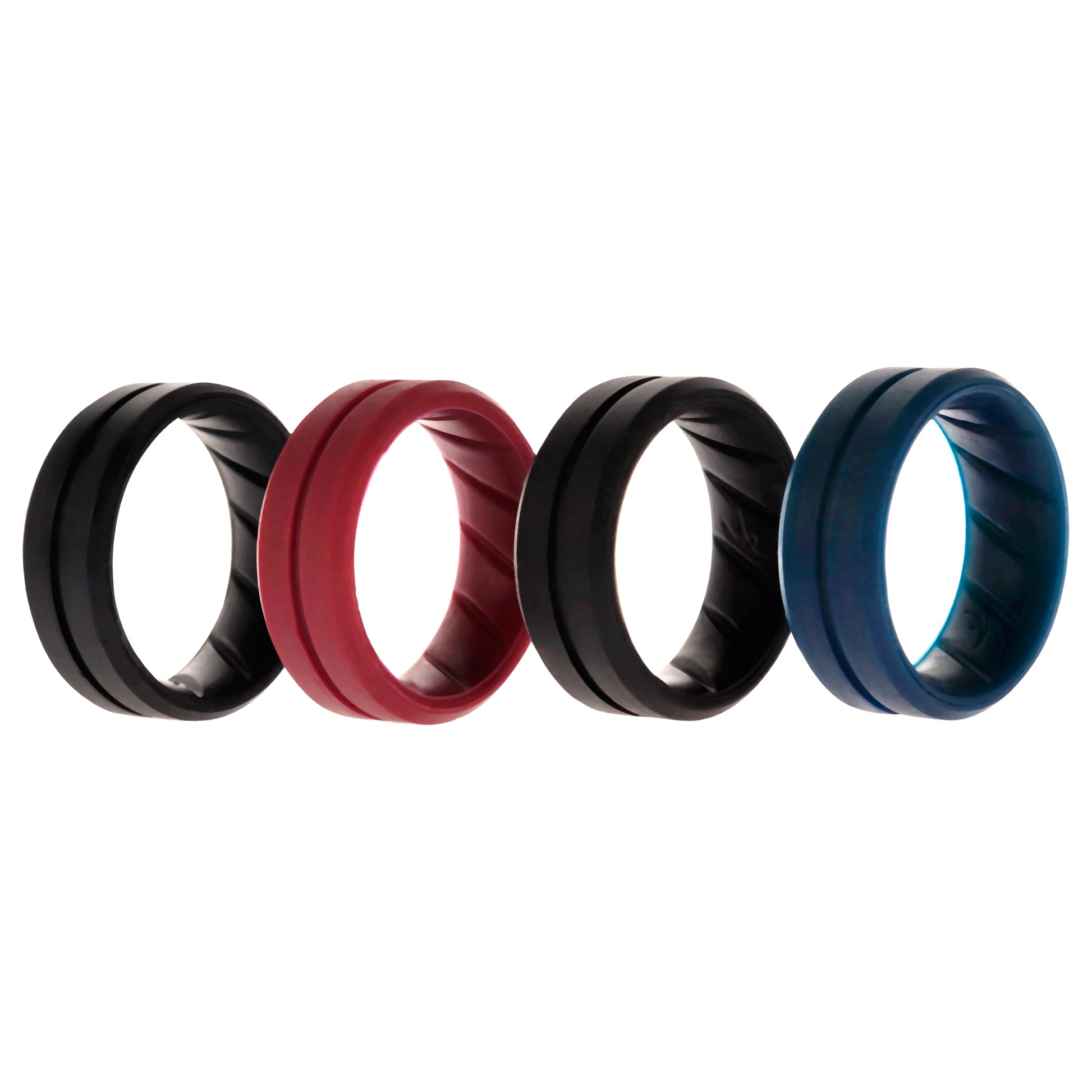 ROQ Silicone Wedding BR Middle Line Ring Set - Basic-Bordo