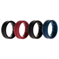 ROQ Silicone Wedding BR Middle Line Ring Set - Basic-Bordo