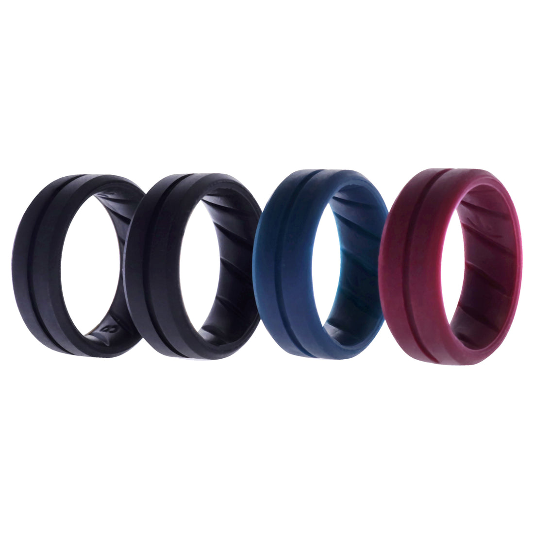 ROQ Silicone Wedding BR Middle Line Ring Set - Basic-Bordo