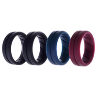 ROQ Silicone Wedding BR Middle Line Ring Set - Basic-Bordo