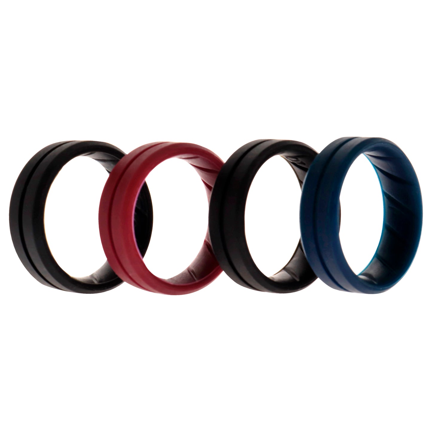 ROQ Silicone Wedding BR Middle Line Ring Set - Basic-Bordo