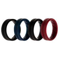 ROQ Silicone Wedding BR Middle Line Ring Set - Basic-Bordo
