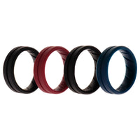 ROQ Silicone Wedding BR Middle Line Ring Set - Basic-Bordo