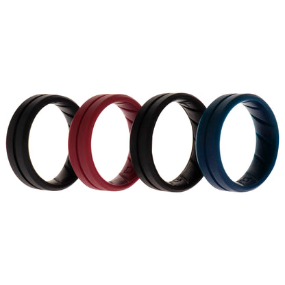 ROQ Silicone Wedding BR Middle Line Ring Set - Basic-Bordo