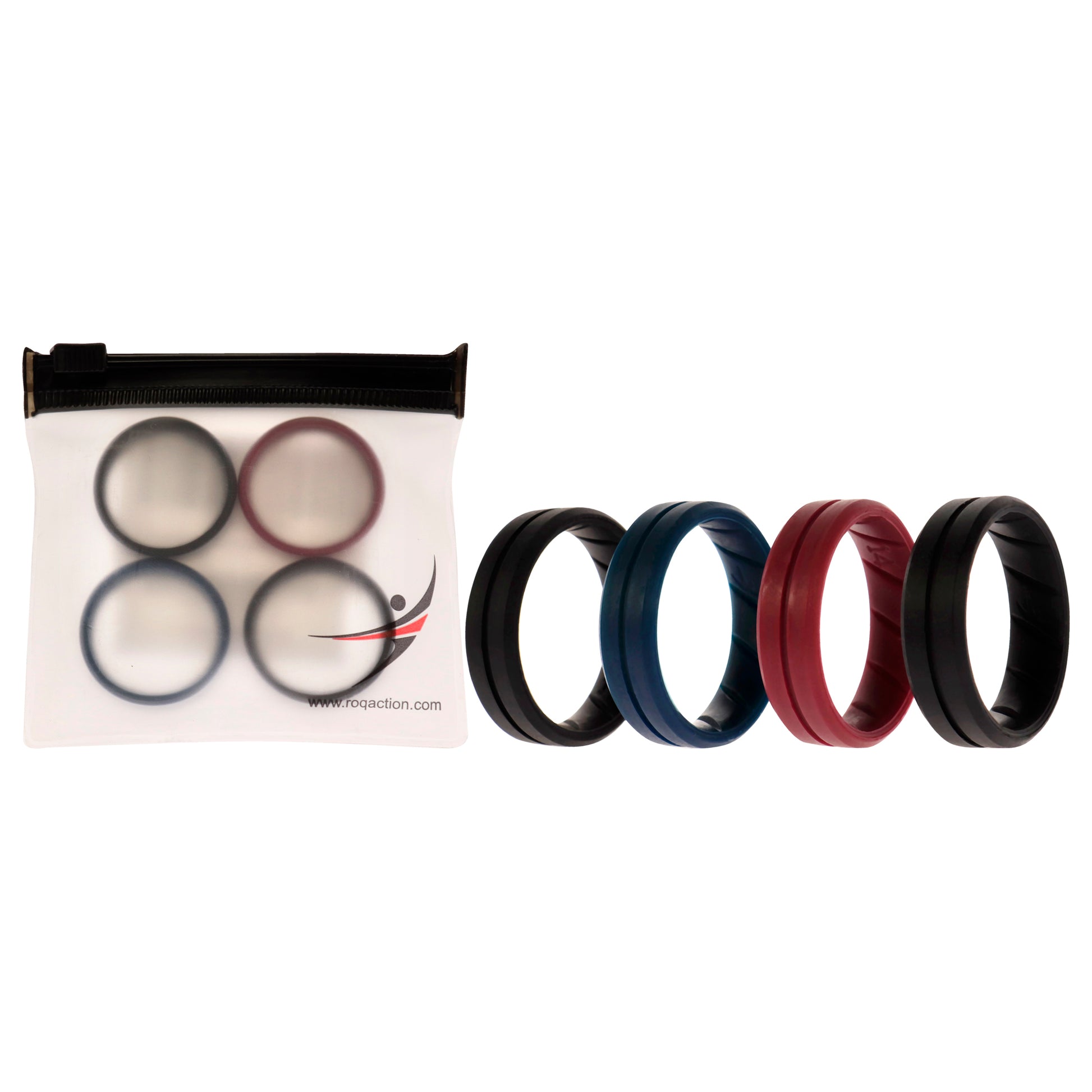 ROQ Silicone Wedding BR Middle Line Ring Set - Basic-Bordo