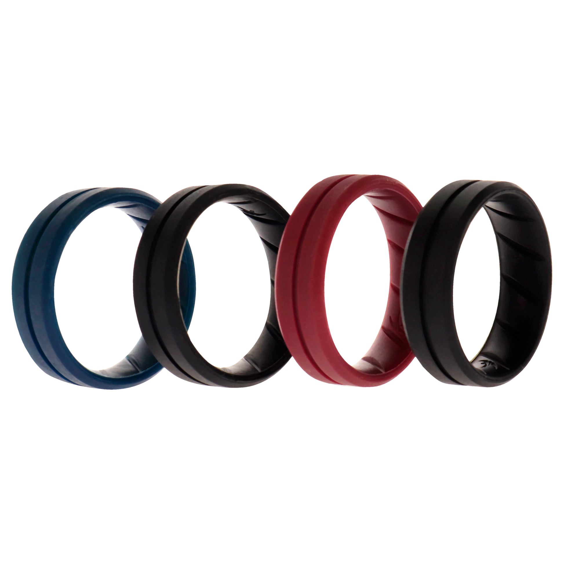 ROQ Silicone Wedding BR Middle Line Ring Set - Basic-Bordo