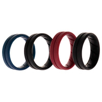 ROQ Silicone Wedding BR Middle Line Ring Set - Basic-Bordo