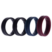 ROQ Silicone Wedding BR Middle Line Ring Set - Basic-Bordo