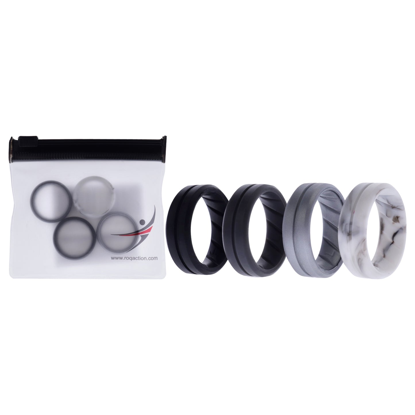 ROQ Silicone Wedding BR Middle Line Ring Set - Basic-Marble