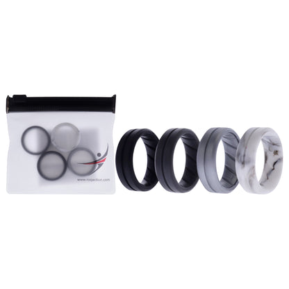 ROQ Silicone Wedding BR Middle Line Ring Set - Basic-Marble