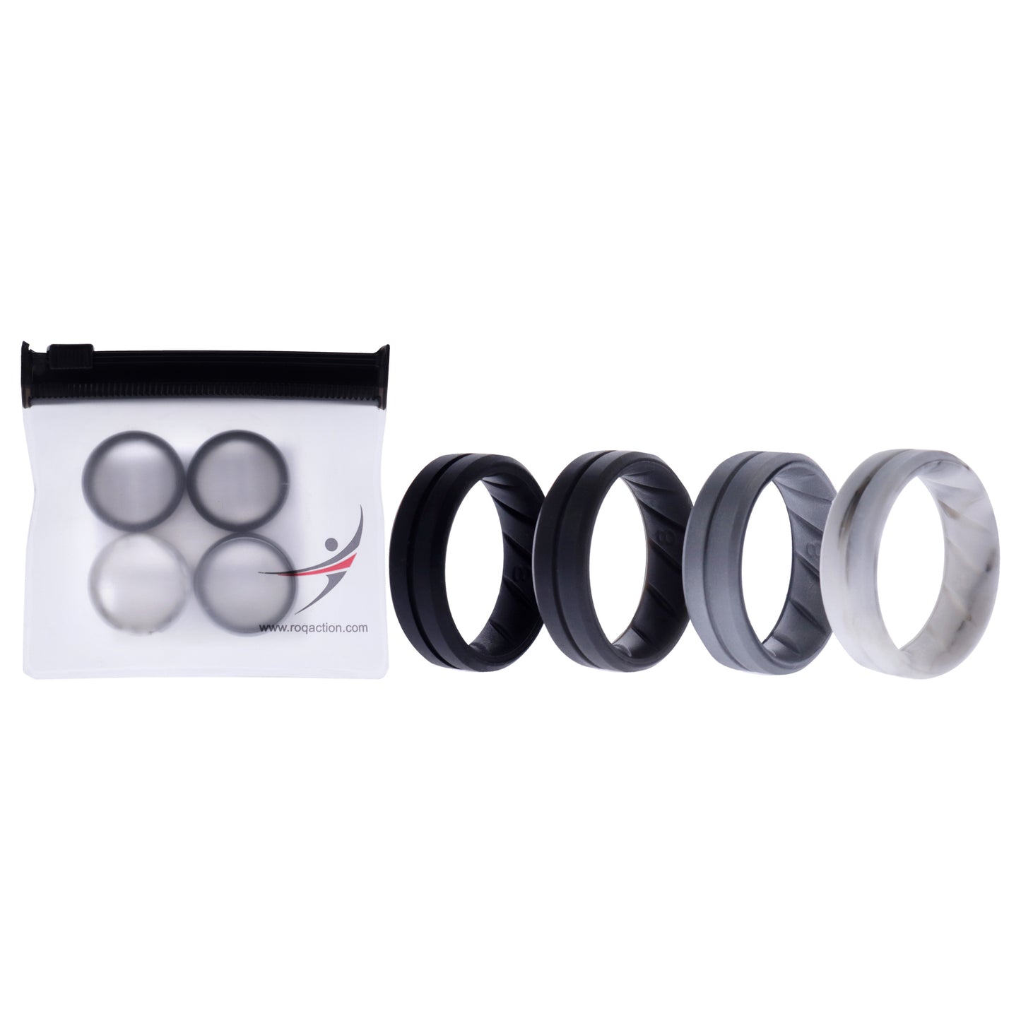 ROQ Silicone Wedding BR Middle Line Ring Set - Basic-Marble