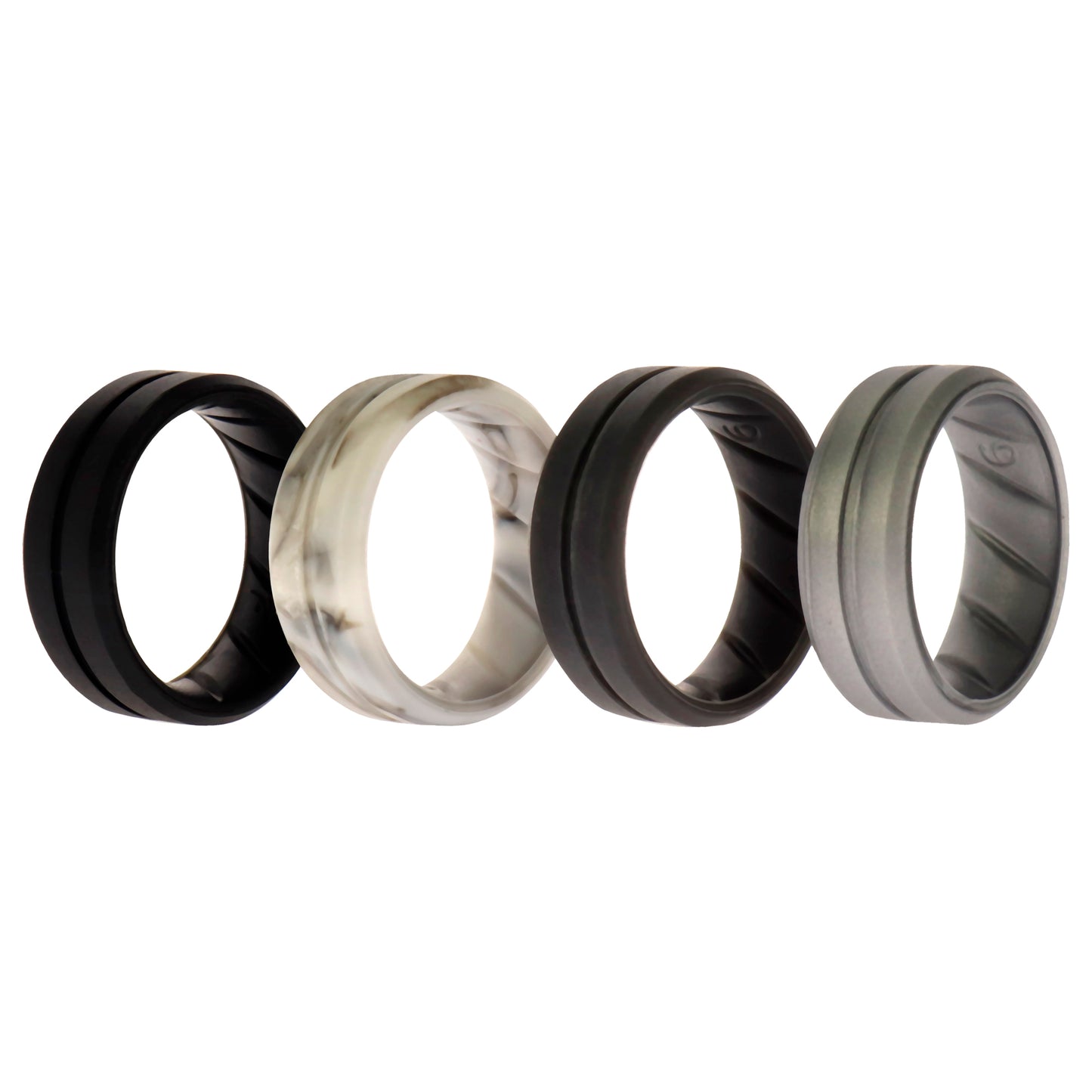 ROQ Silicone Wedding BR Middle Line Ring Set - Basic-Marble