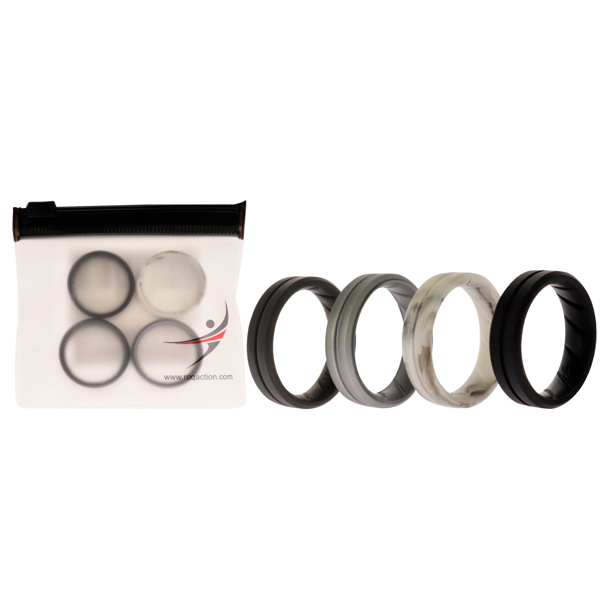 ROQ Silicone Wedding BR Middle Line Ring Set - Basic-Marble