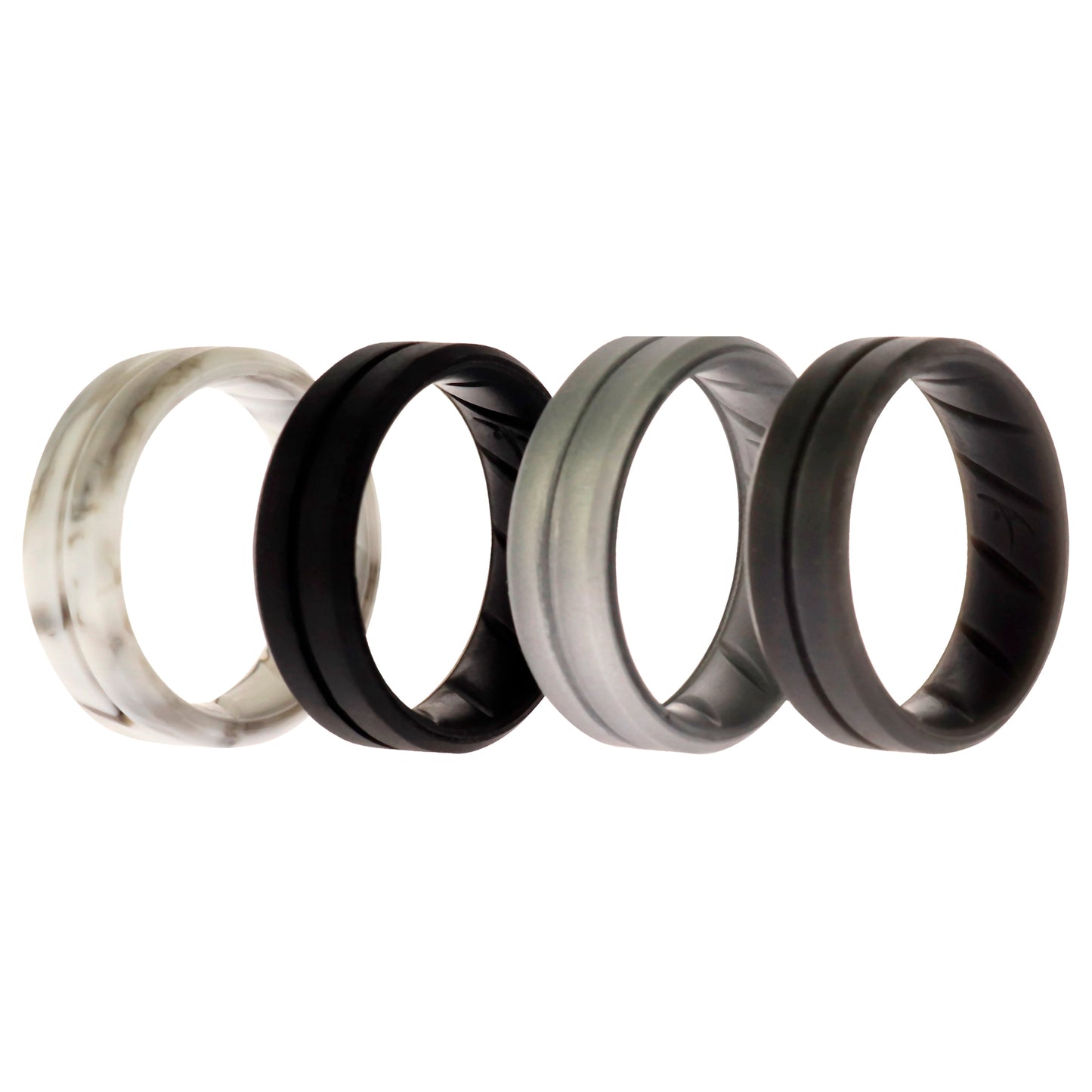 ROQ Silicone Wedding BR Middle Line Ring Set - Basic-Marble