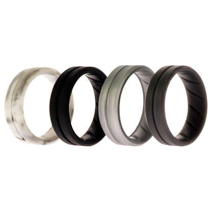 ROQ Silicone Wedding BR Middle Line Ring Set - Basic-Marble