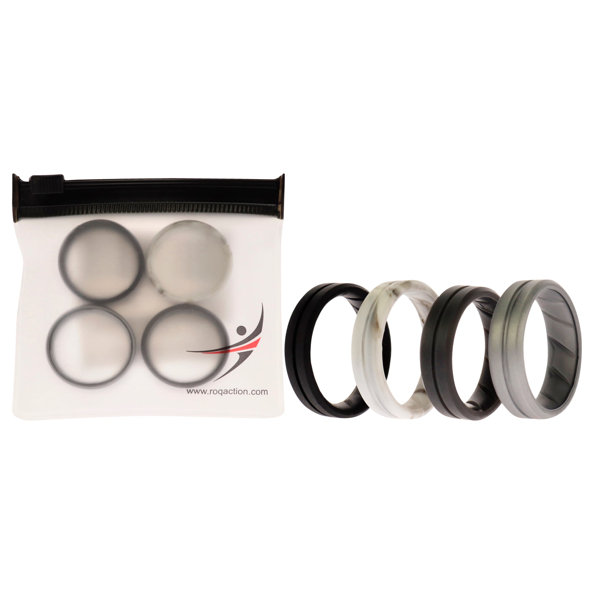 ROQ Silicone Wedding BR Middle Line Ring Set - Basic-Marble