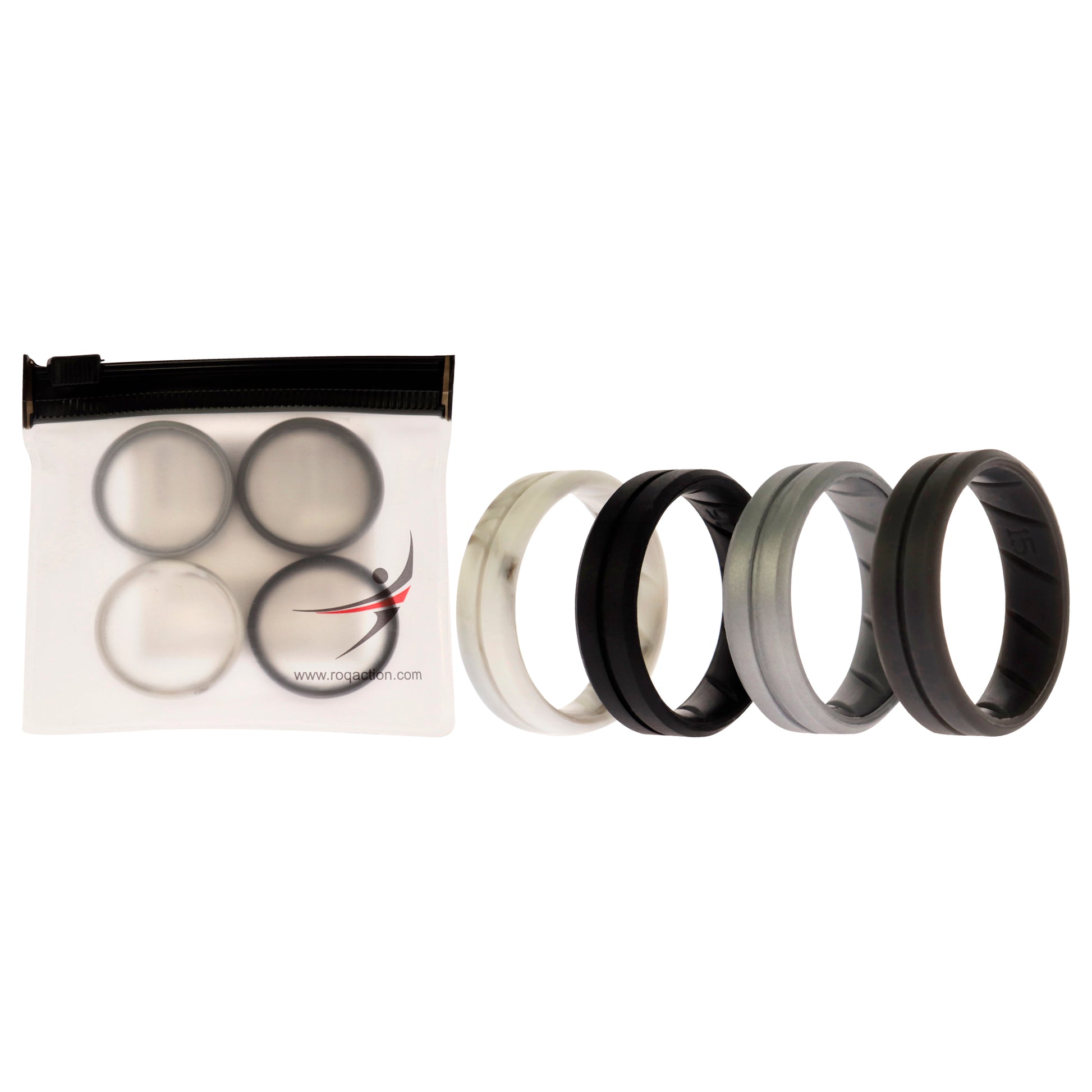 ROQ Silicone Wedding BR Middle Line Ring Set - Basic-Marble