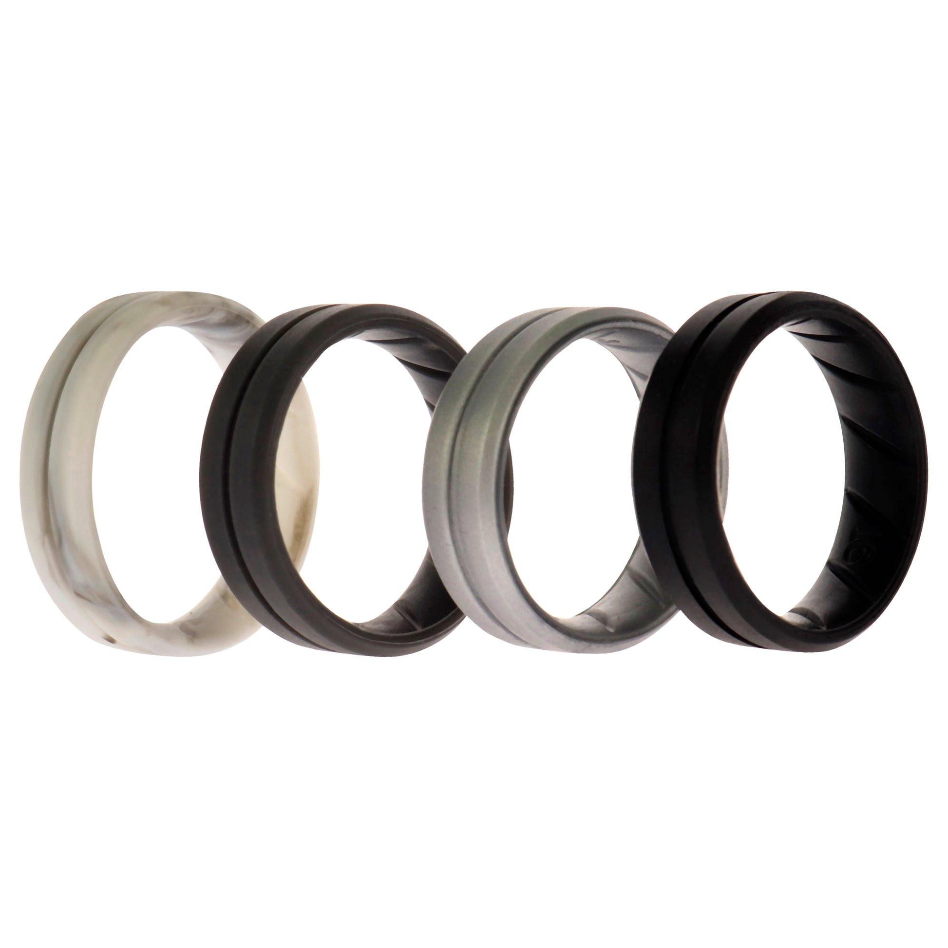 ROQ Silicone Wedding BR Middle Line Ring Set - Basic-Marble