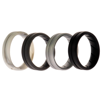 ROQ Silicone Wedding BR Middle Line Ring Set - Basic-Marble