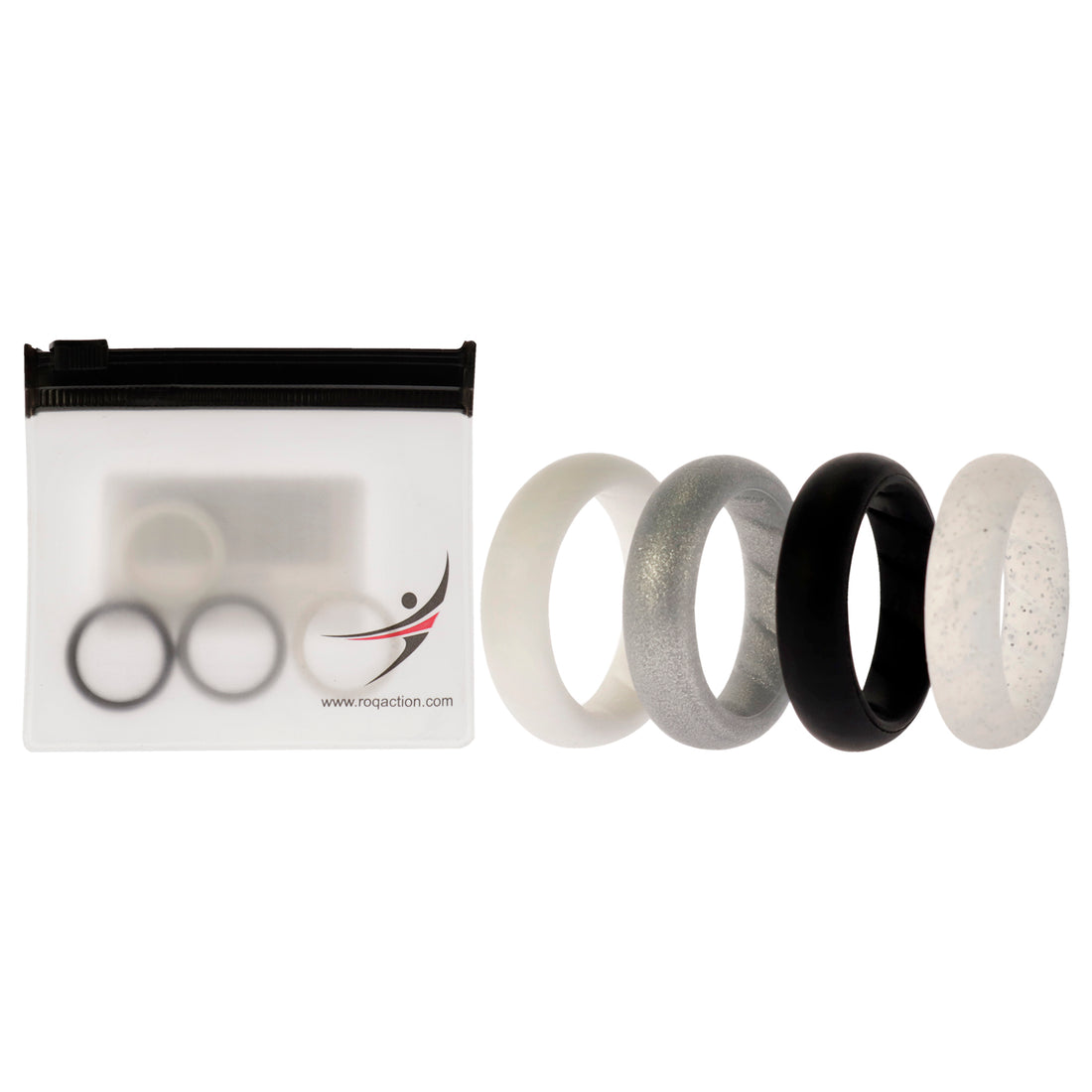 ROQ Silicone Wedding BR Solid Ring Set - Basic-Black-White