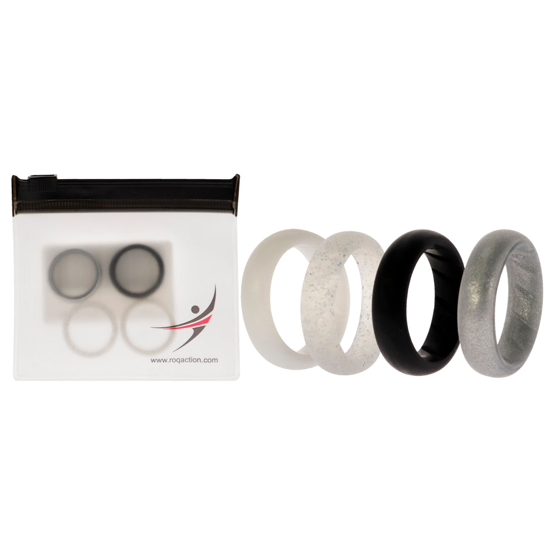 ROQ Silicone Wedding BR Solid Ring Set - Basic-Black-White