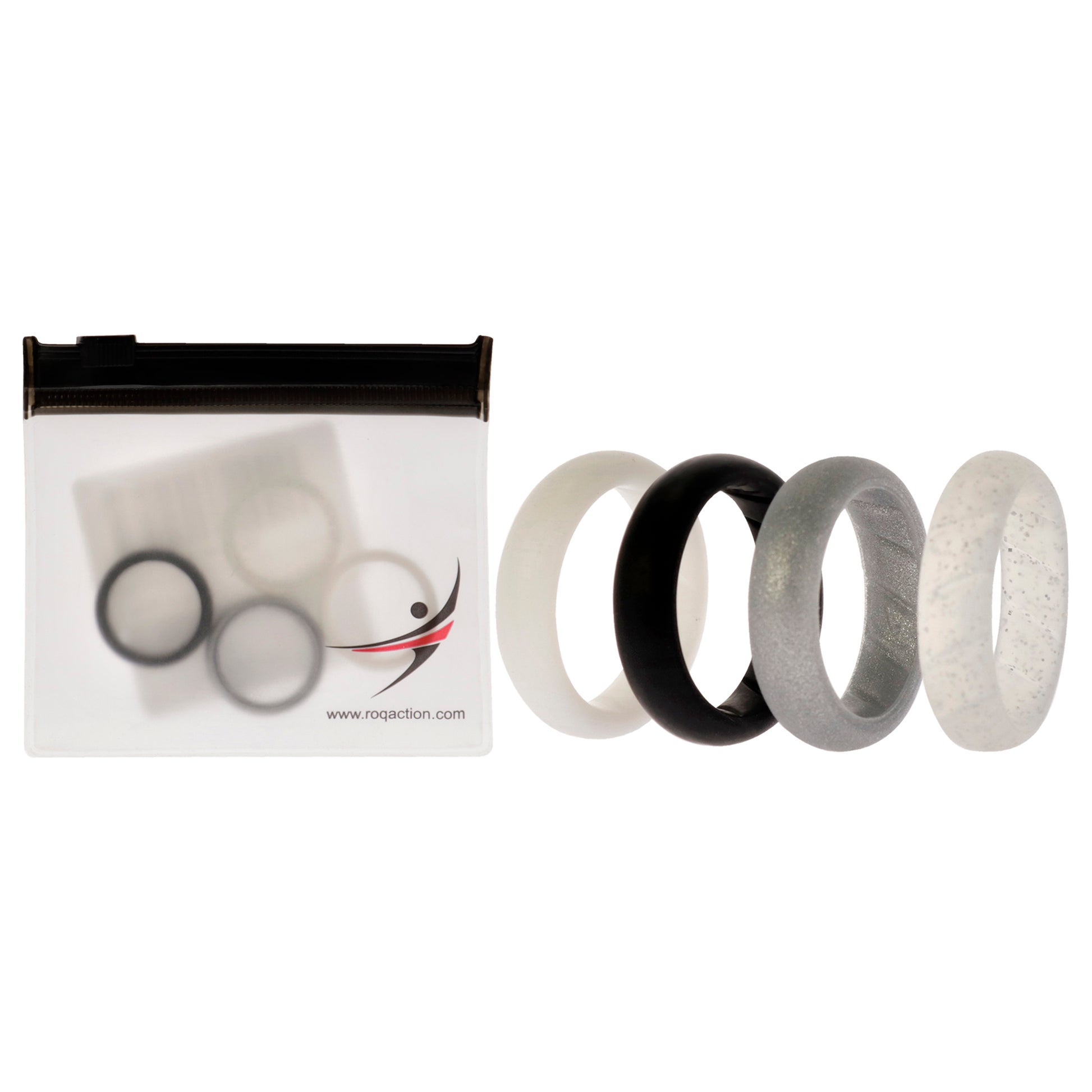 ROQ Silicone Wedding BR Solid Ring Set - Basic-Black-White