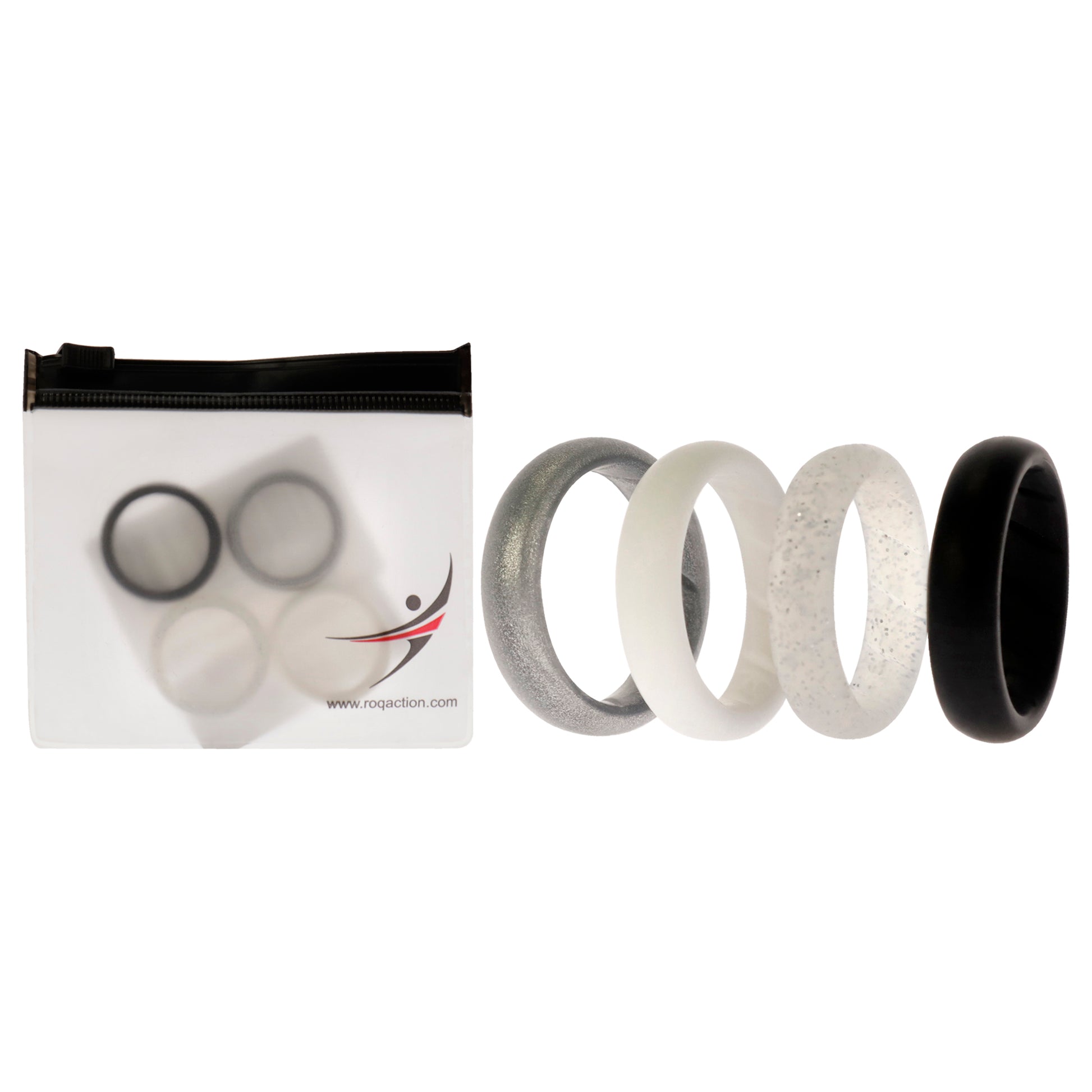 ROQ Silicone Wedding BR Solid Ring Set - Basic-Black-White