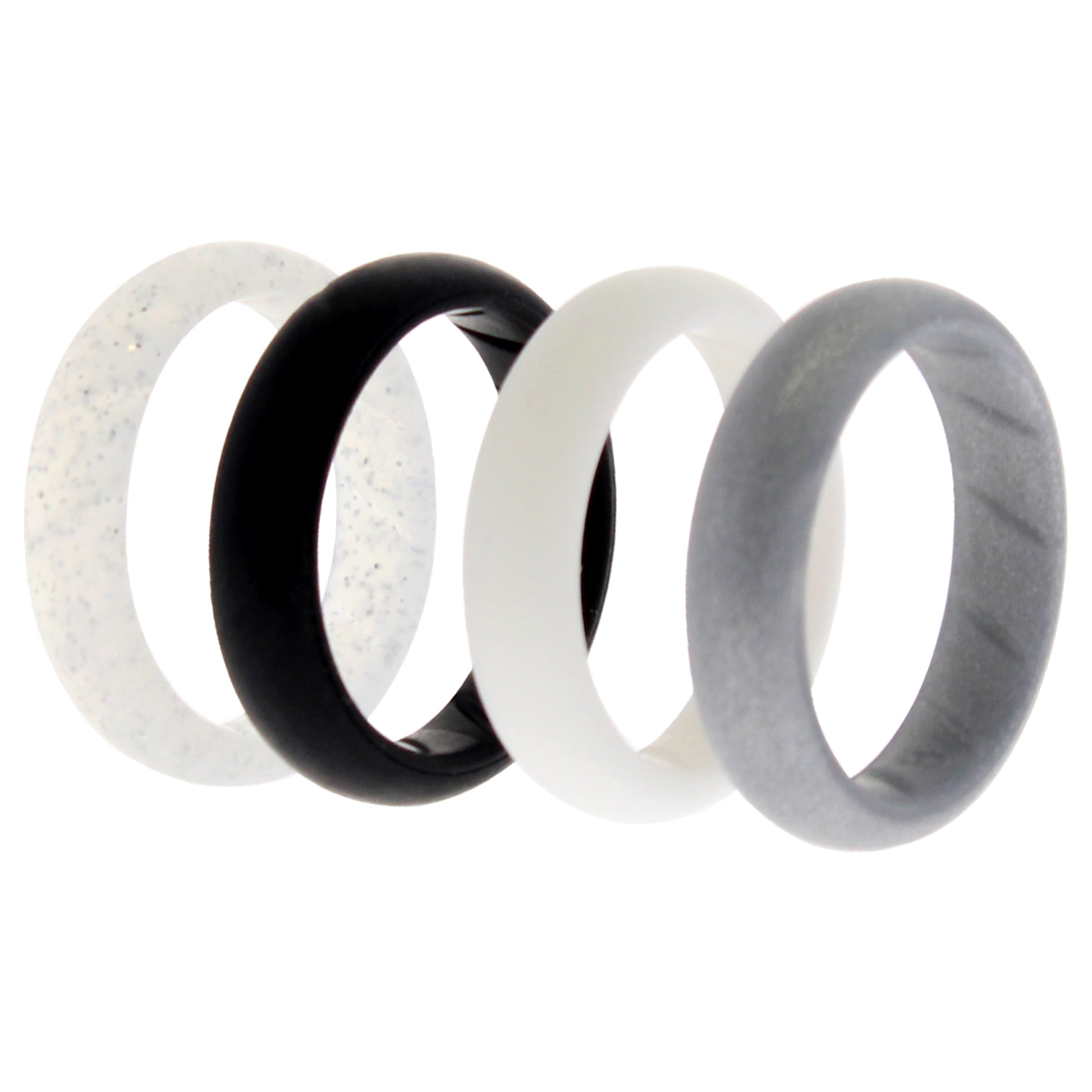 ROQ Silicone Wedding BR Solid Ring Set - Basic-Black-White