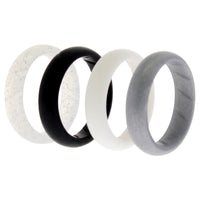 ROQ Silicone Wedding BR Solid Ring Set - Basic-Black-White