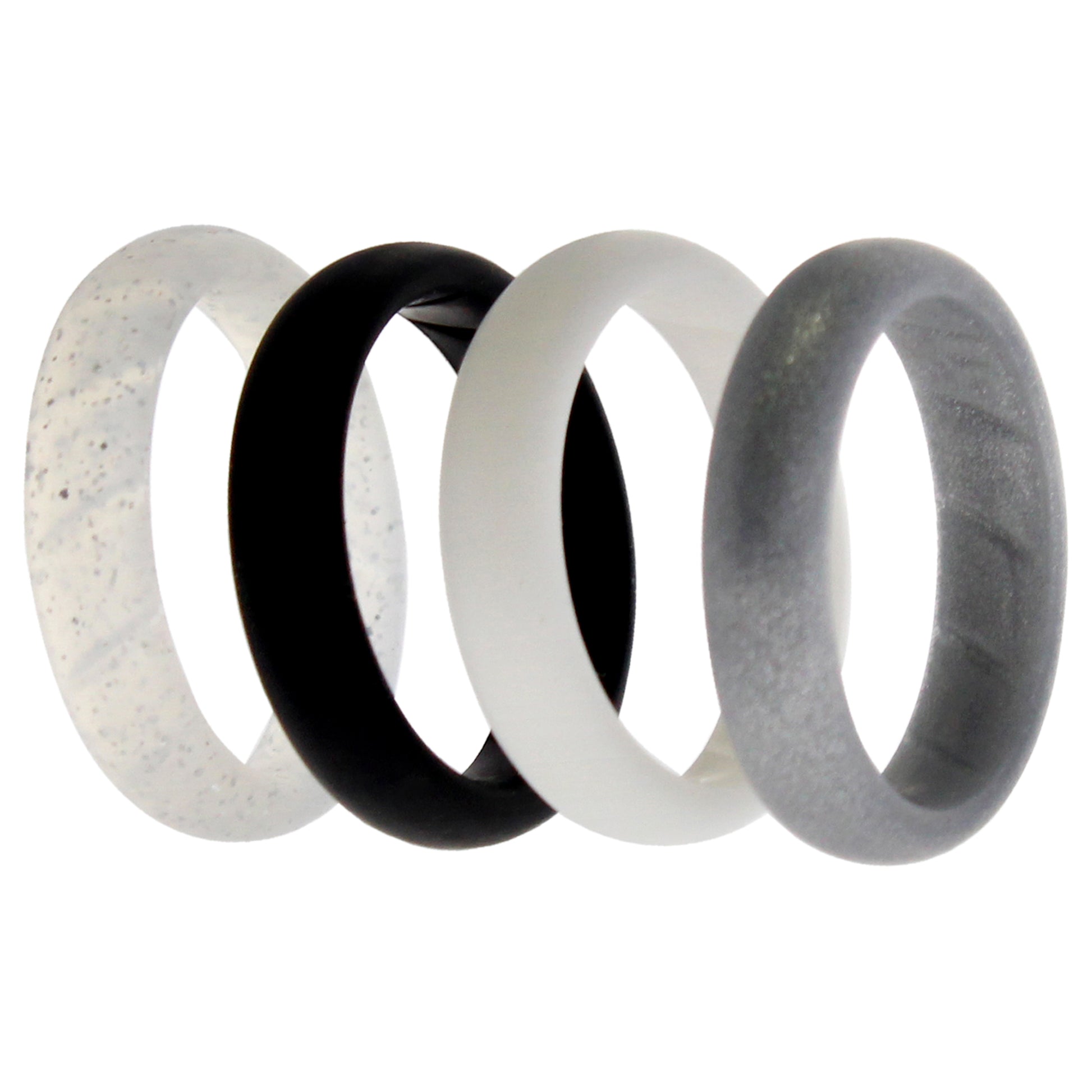 ROQ Silicone Wedding BR Solid Ring Set - Basic-Black-White