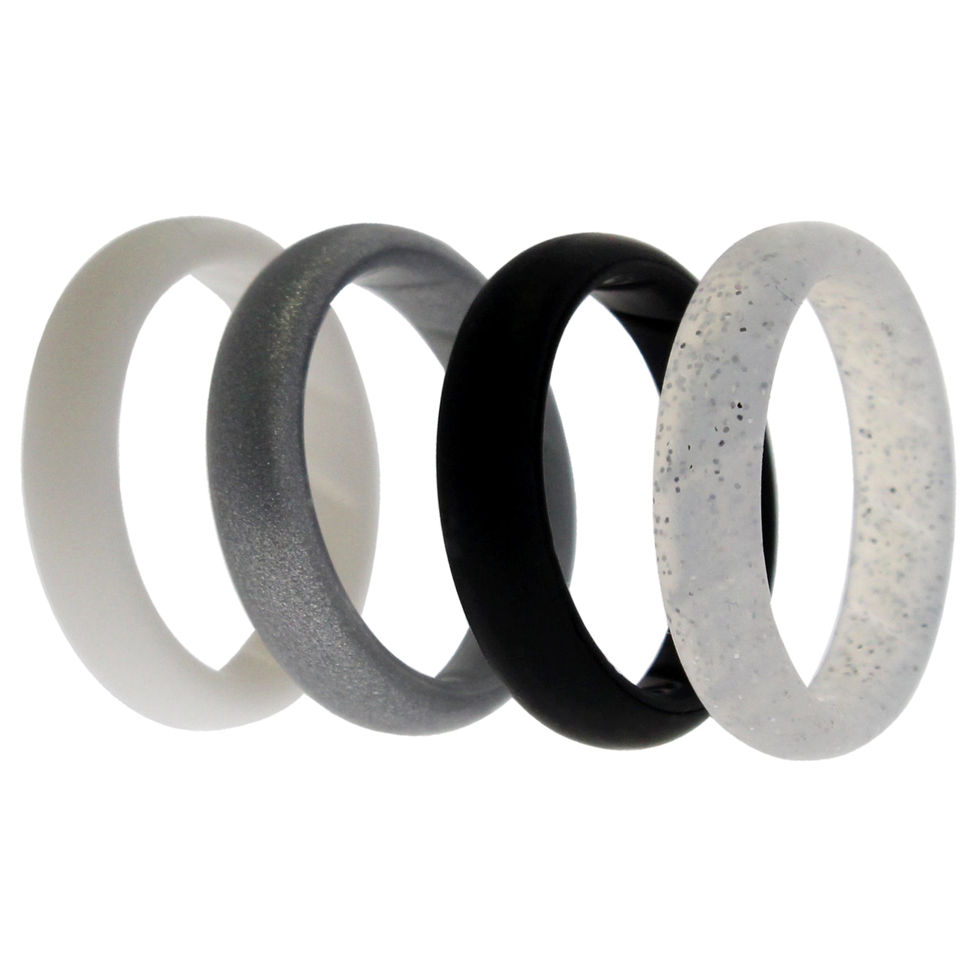 ROQ Silicone Wedding BR Solid Ring Set - Basic-Black-White