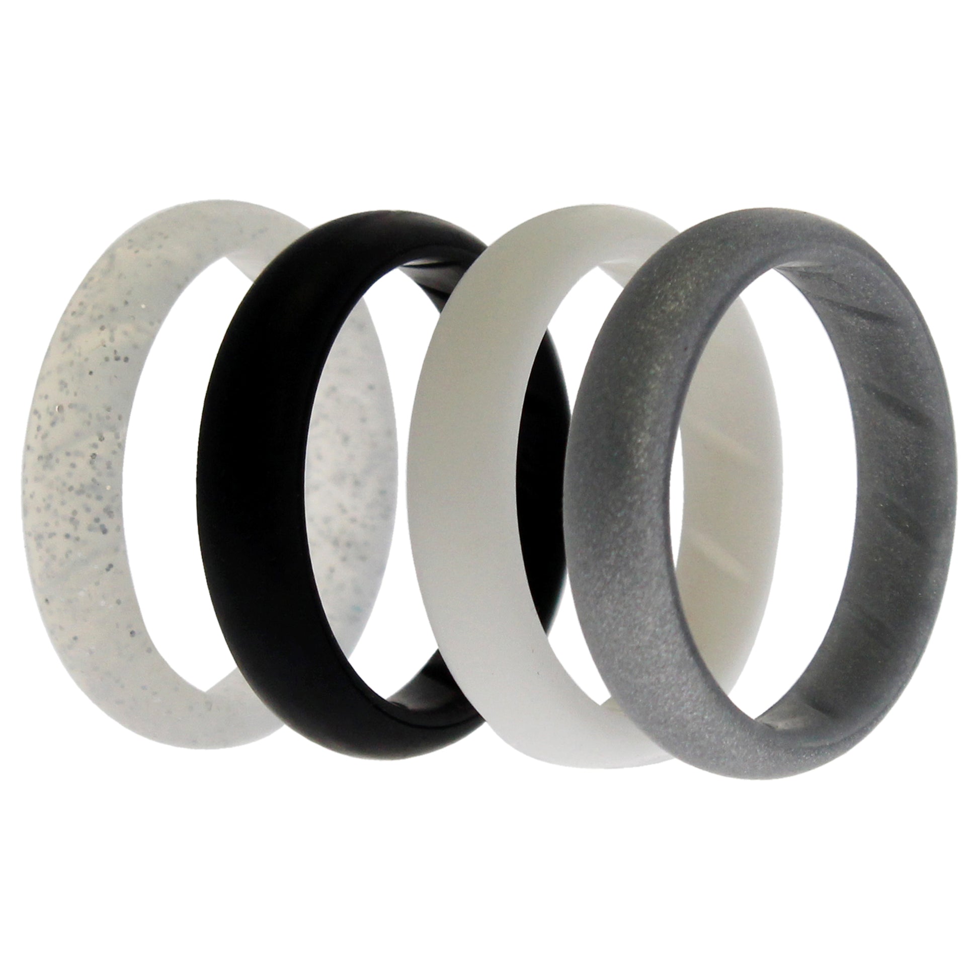 ROQ Silicone Wedding BR Solid Ring Set - Basic-Black-White