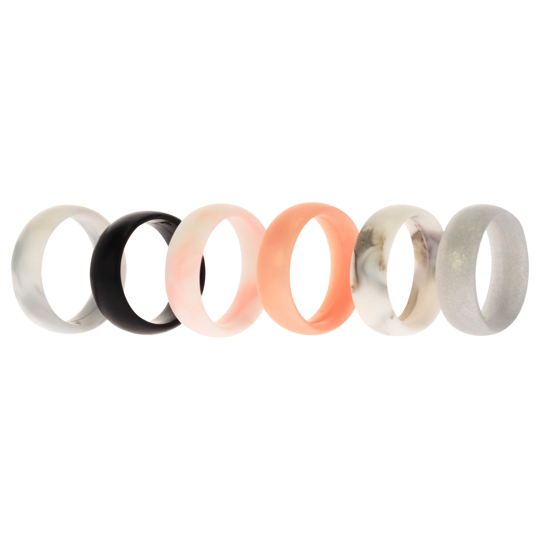 ROQ Silicone Wedding 6mm Smooth Ring Set - RoseMarble