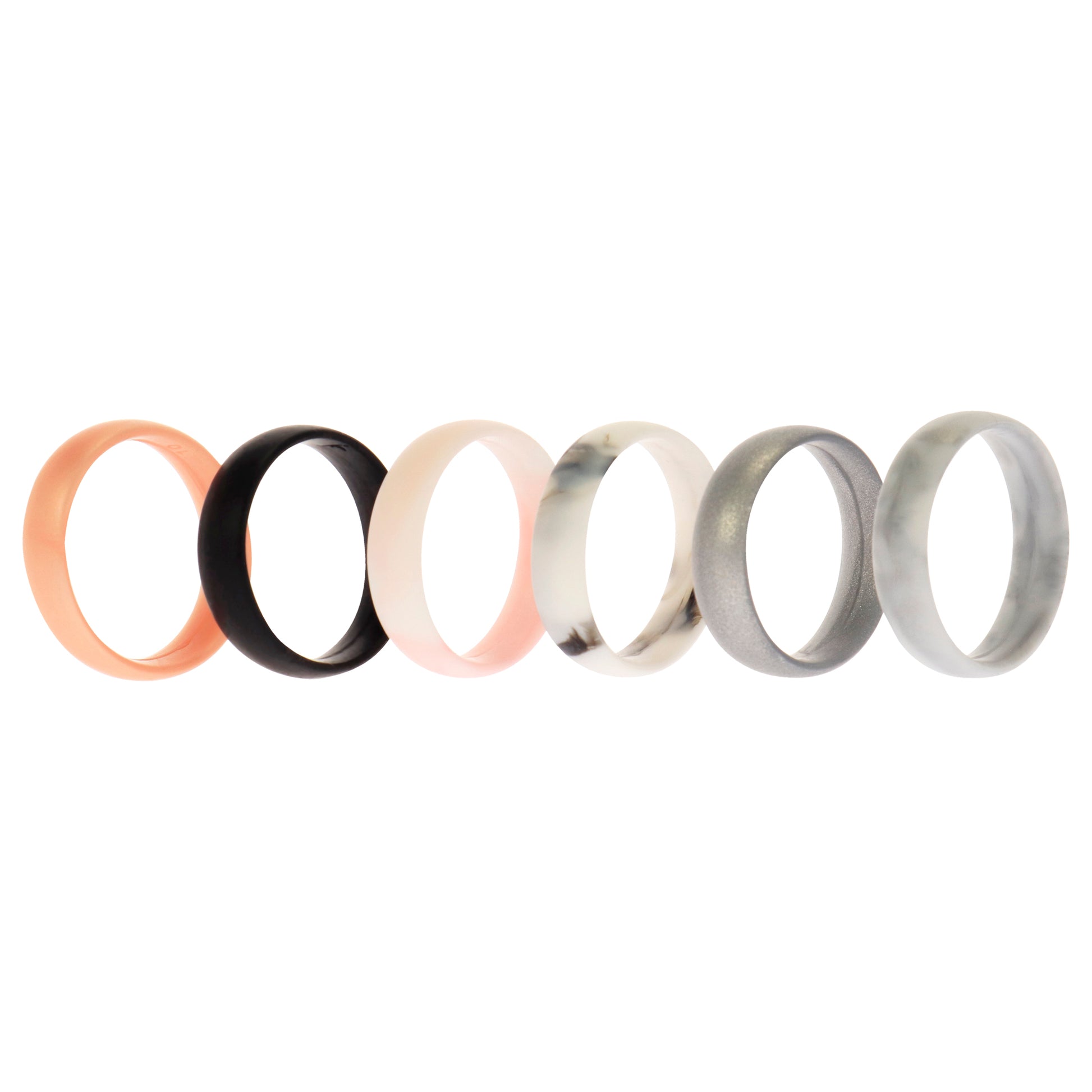 ROQ Silicone Wedding 6mm Smooth Ring Set - RoseMarble