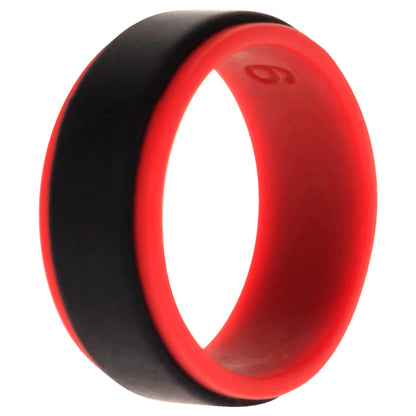ROQ Silicone Wedding 2Layer Step Ring - Red-Black