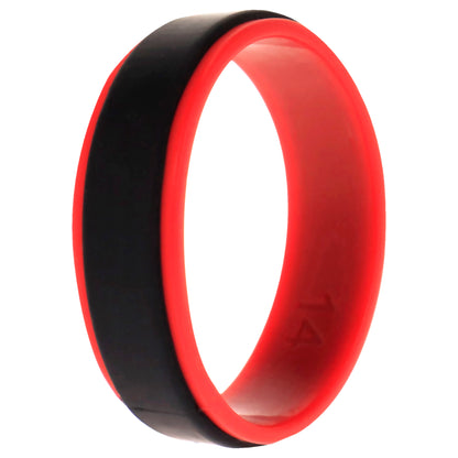 ROQ Silicone Wedding 2Layer Step Ring - Red-Black