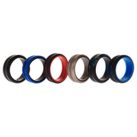 ROQ Silicone Wedding 2Layer Middle Line Ring Set - Black-Camo