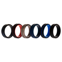 ROQ Silicone Wedding 2Layer Middle Line Ring Set - Black-Camo