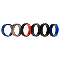 ROQ Silicone Wedding 2Layer Middle Line Ring Set - Black-Camo