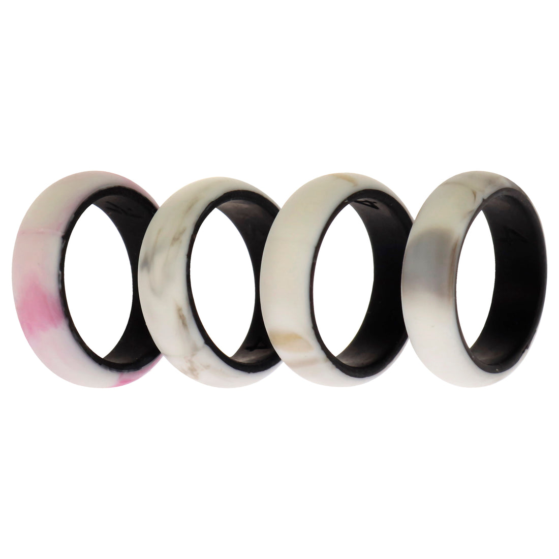 ROQ Silicone Wedding 2Layer Ring Set - Bordo-Marble