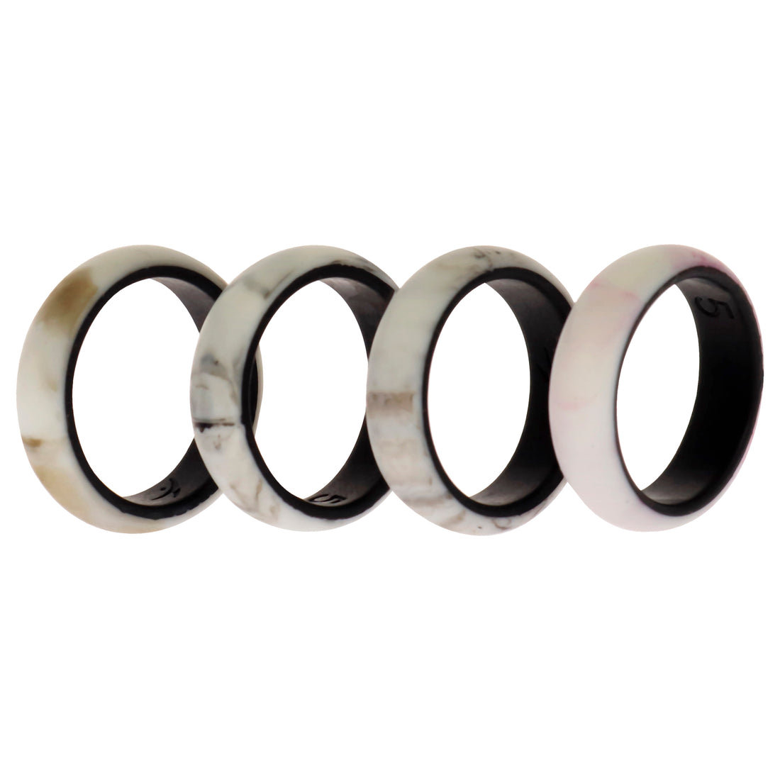 ROQ Silicone Wedding 2Layer Ring Set - Bordo-Marble