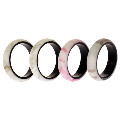 ROQ Silicone Wedding 2Layer Ring Set - Bordo-Marble