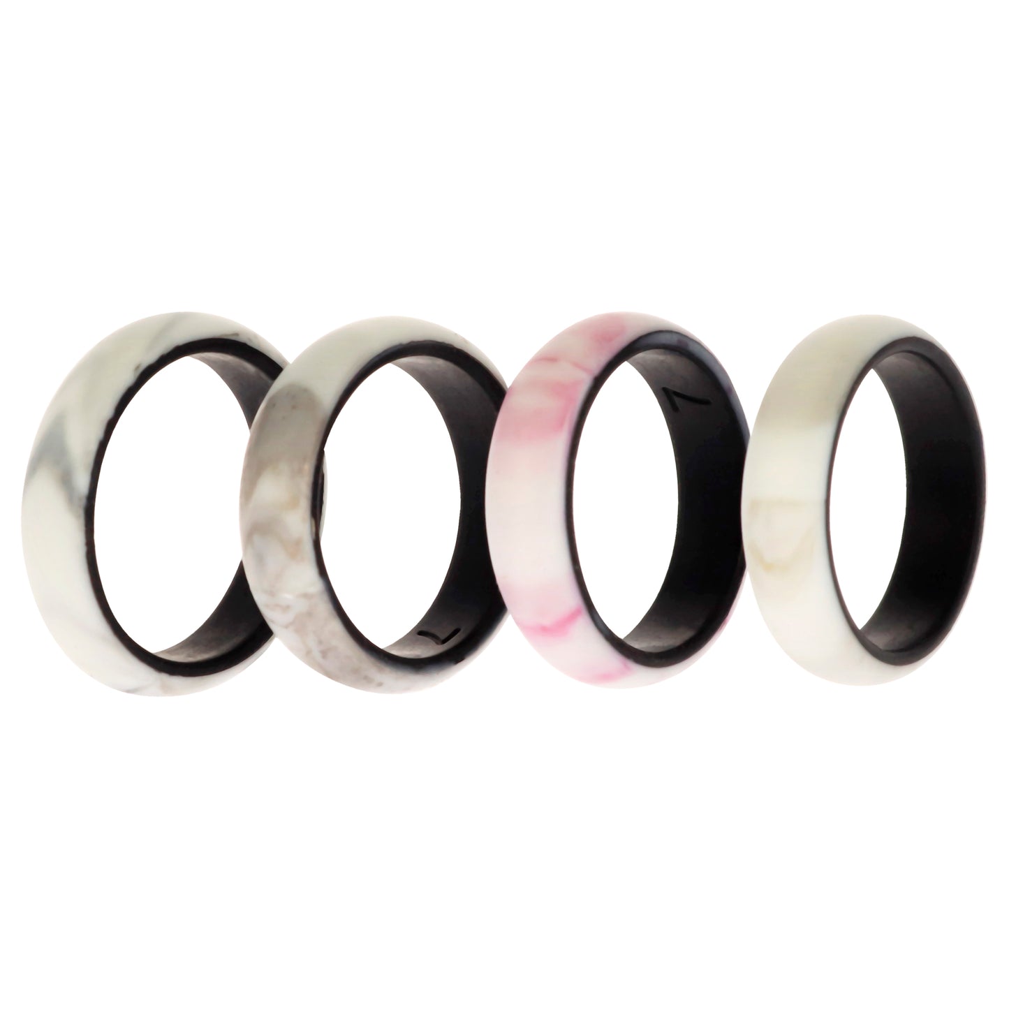 ROQ Silicone Wedding 2Layer Ring Set - Bordo-Marble