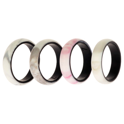 ROQ Silicone Wedding 2Layer Ring Set - Bordo-Marble