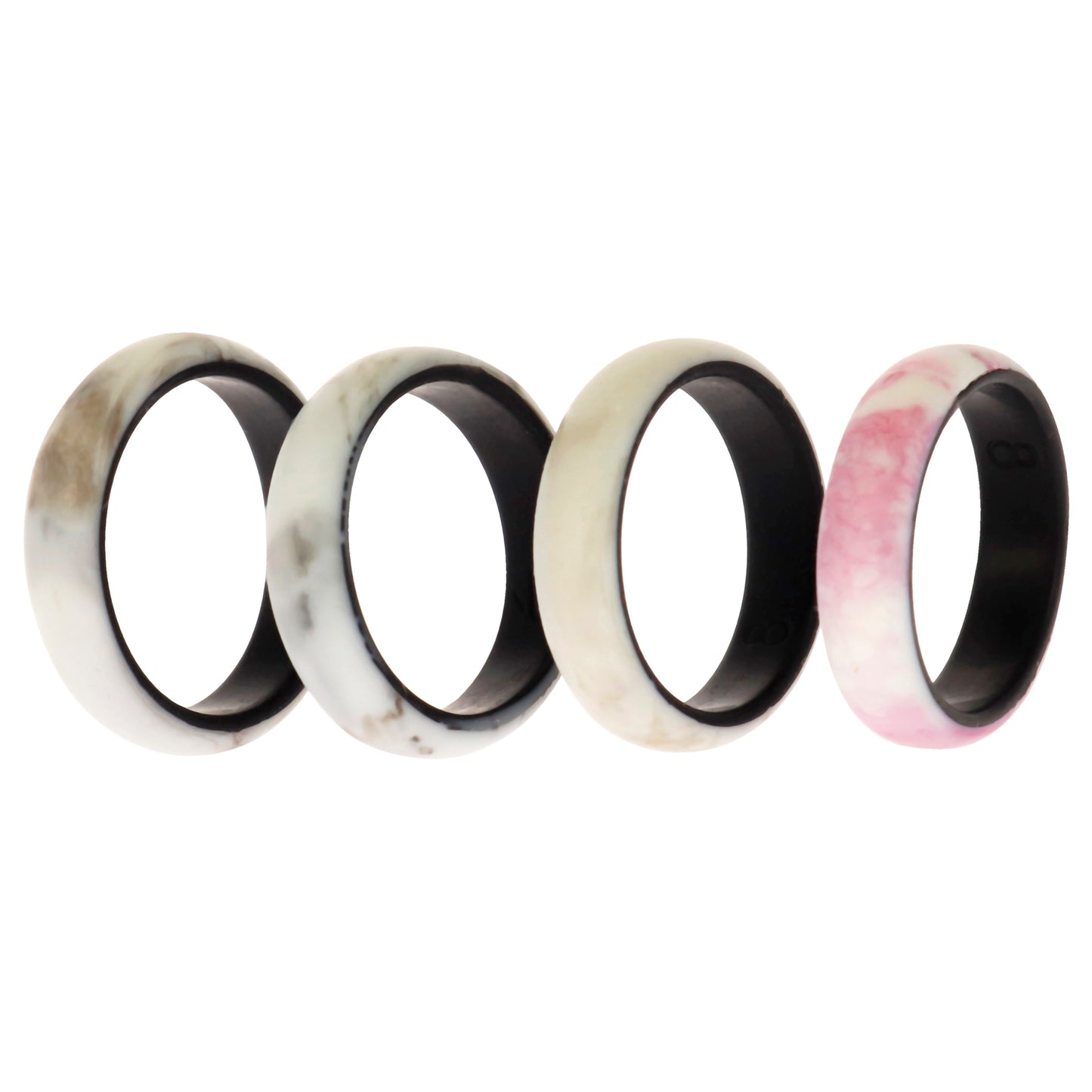 ROQ Silicone Wedding 2Layer Ring Set - Bordo-Marble